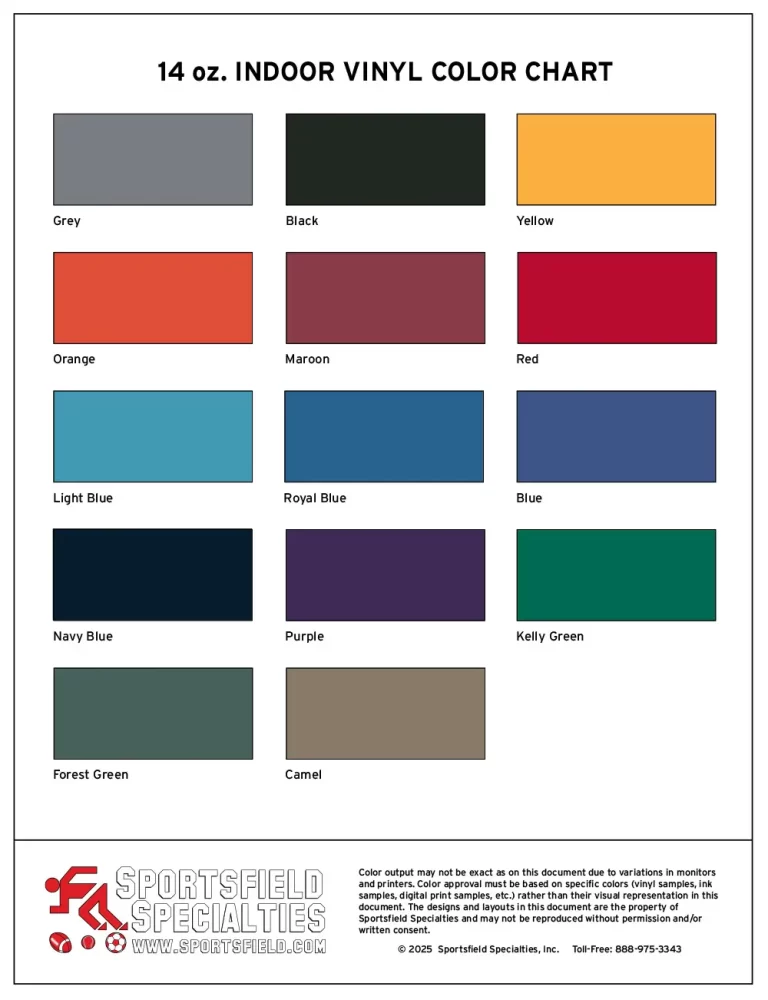 14 oz. indoor vinyl color chart cover