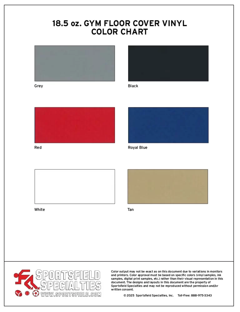 18.5 oz gym floor cover vinyl color chart cover