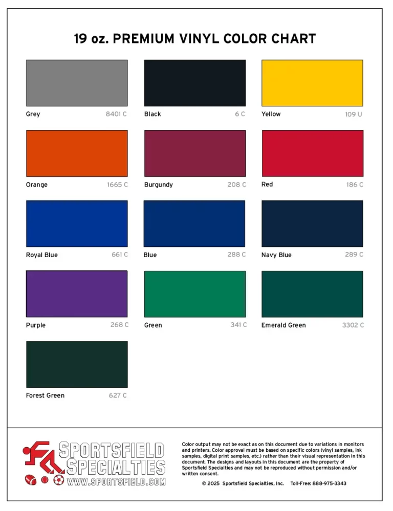 19 oz. premium vinyl color chart cover