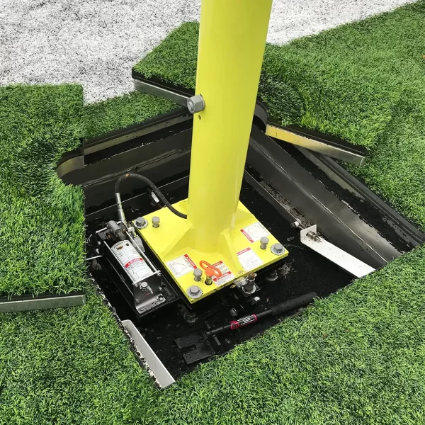 an opened football goal access frame kit displaying the components of a football goal post