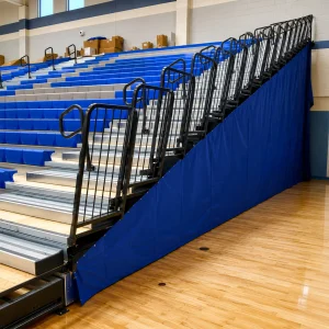 bleacher enclosures installed on an indoor gym nasium