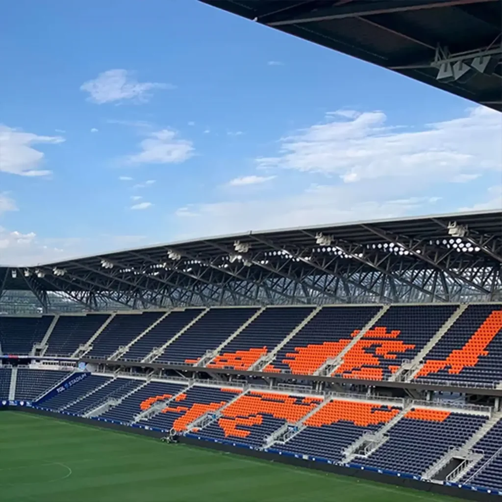 looking down into the Cincinatti MLS stadium stands