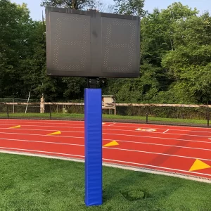 Delay of Game Clock Mounting Systems installed on a multi-use field with an utility box by Sportsfield Specialties