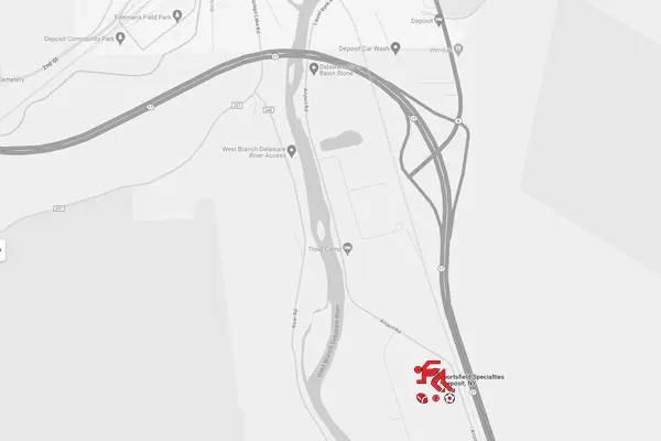 Sportsfield Specialties location in Deposit, New York Map
