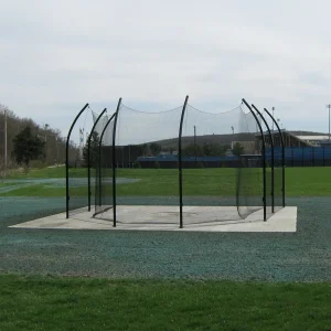 a newly installed discus throwing cage installed at a college