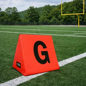 football sideline yardage marker sitting on the football field