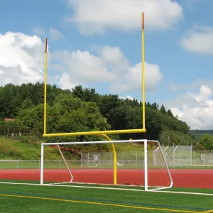 Ground Sleeve GoalPak® Combination Football / Soccer Goals installed on a synthetic turf multi-use field
