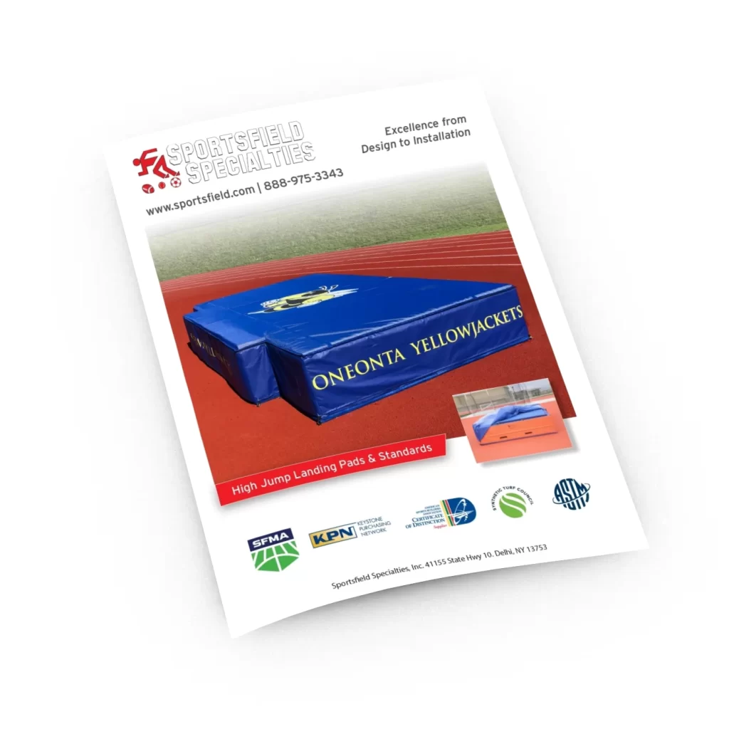 High jump landing pads & standards brochure cover
