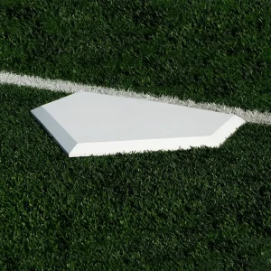 a TurfBase®home plate sitting on a synthetic turf playing field