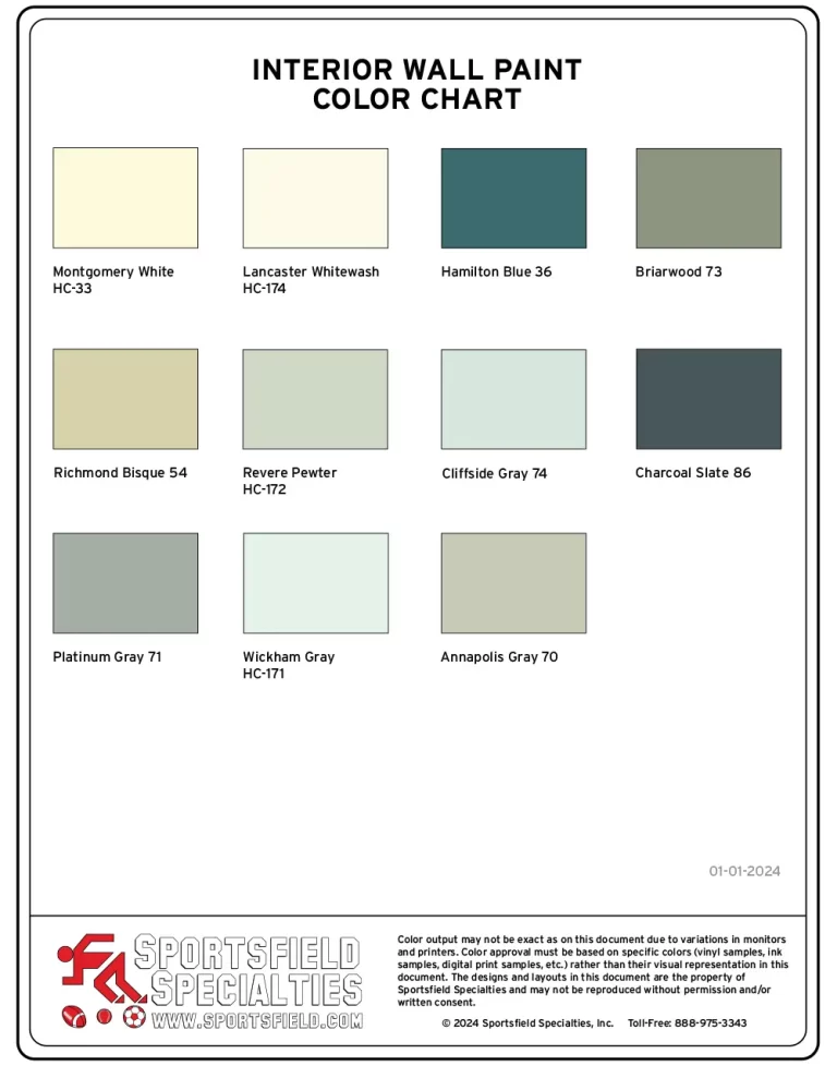 Interior Wall Paint Color Chart