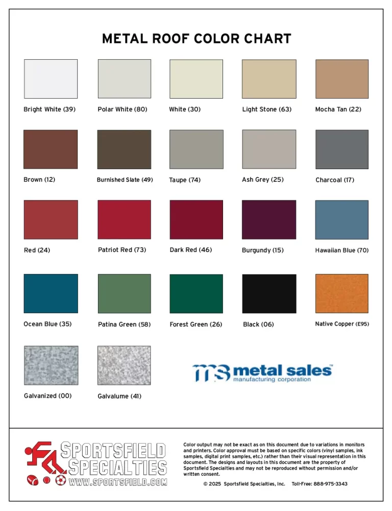 metal roof color chart cover