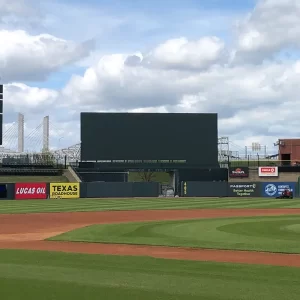 batters eye installed on the outfield of a ball field