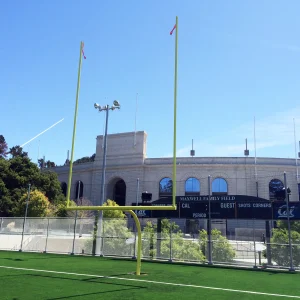 a rotating football goal post installed at Maxwell Family Field