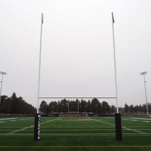 a rugby goal post installed at the Wildcats rugby field along with rugby goal post pads