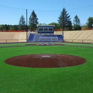 a seasonal pitching mound installed on a synthetic turf baseball playing field