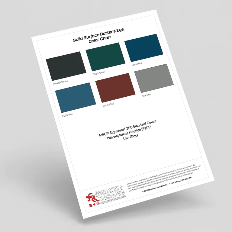 solid surface batter's eye color chart cover
