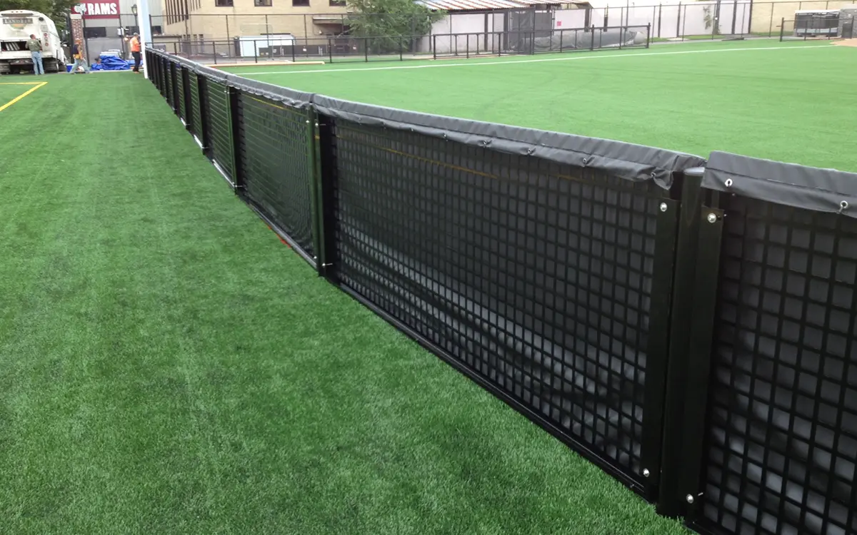 semi-permanent fencing installed in outfield of Fordham University field
